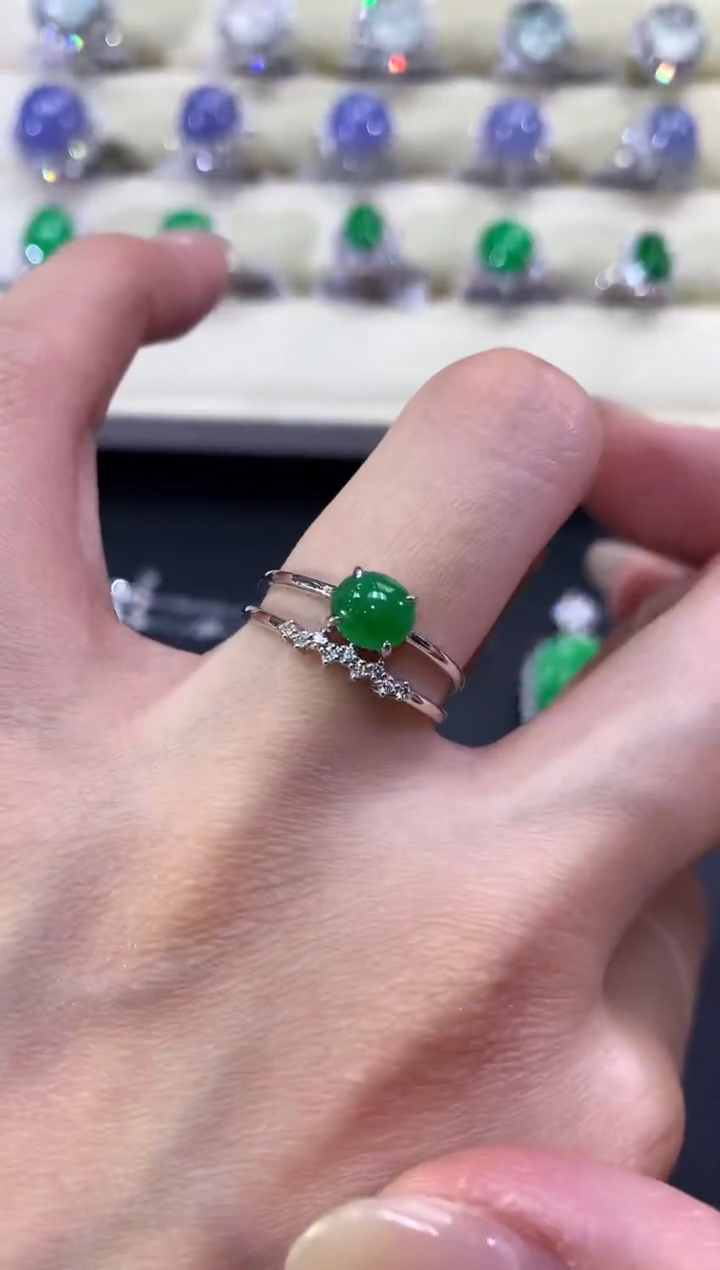 【闪购商品】翡翠戒指18K金镶嵌a19       