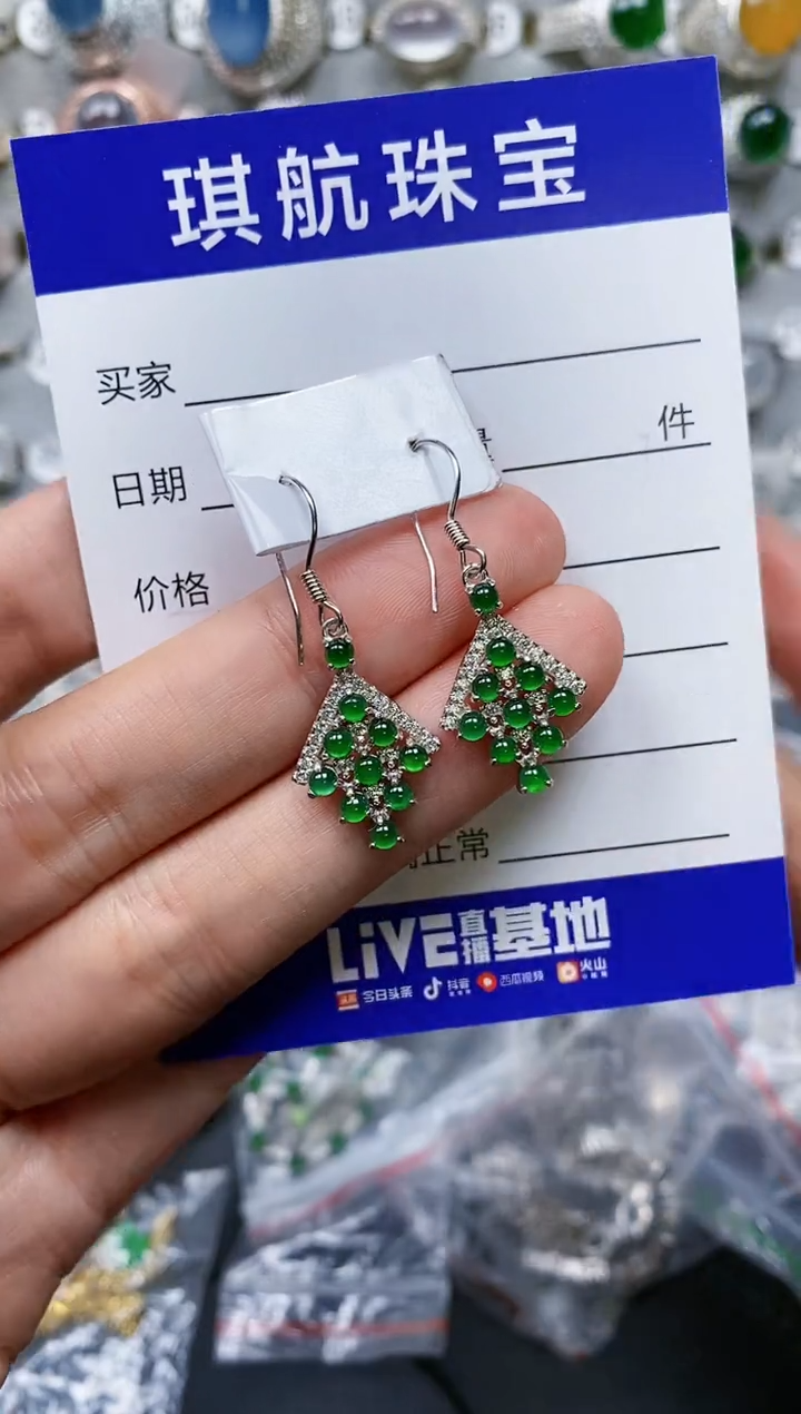 【闪购商品】翡翠耳饰银S925镶嵌0555