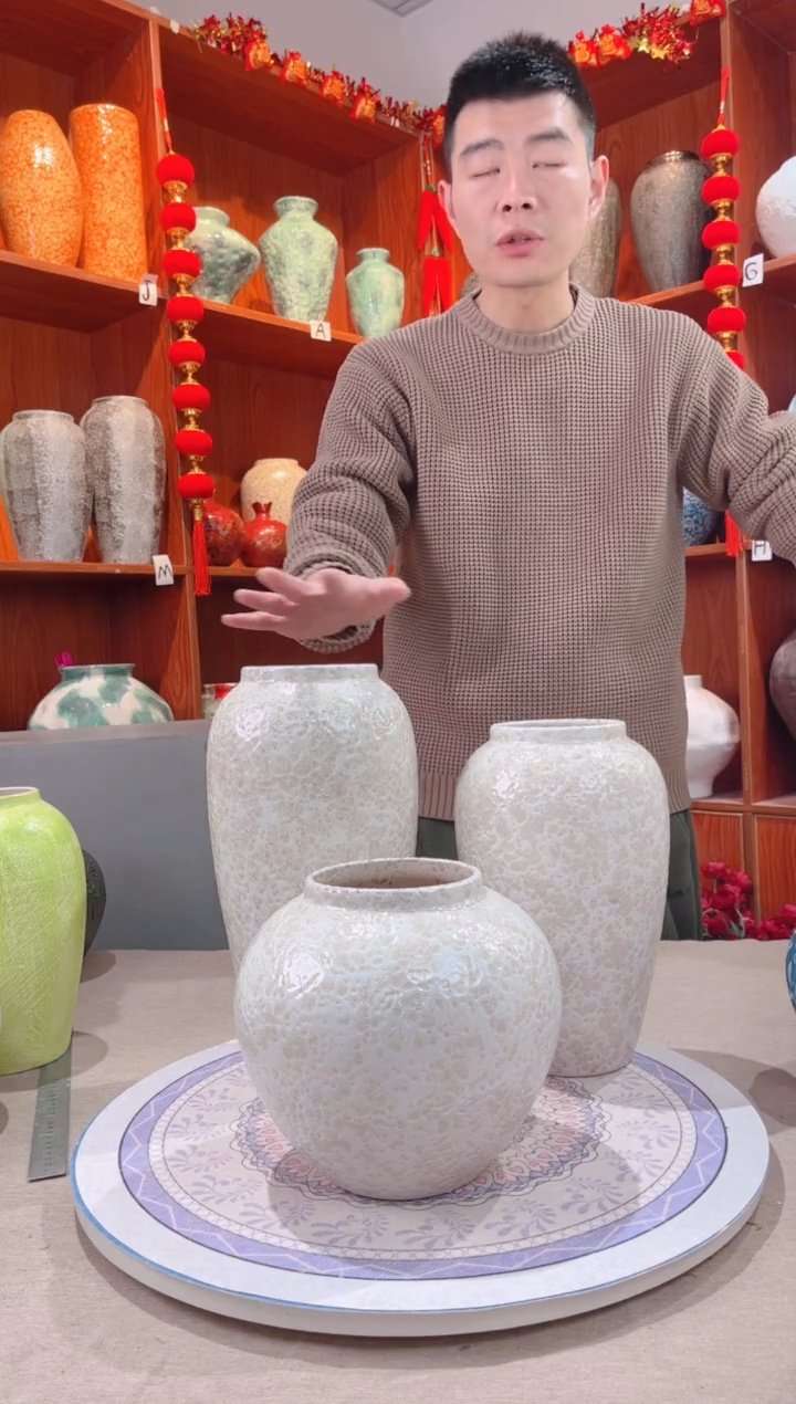 【闪购商品】瓶精品陶瓷花瓶 无花 茶白 三件套
