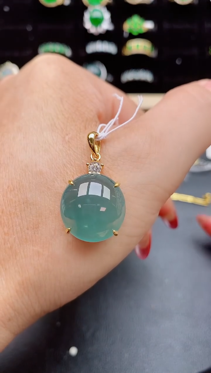 【闪购商品】翡翠吊坠(赠链)银S925镶嵌32321