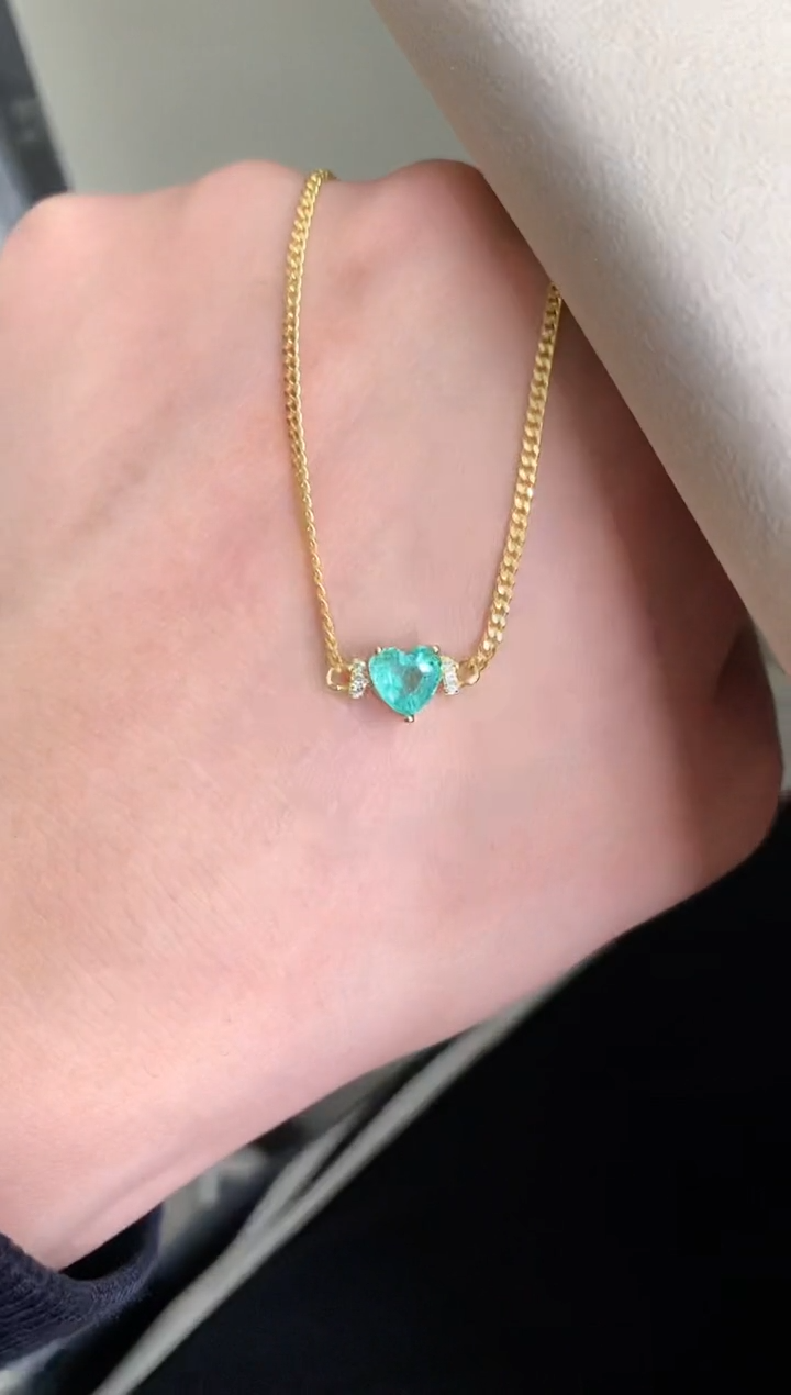 【闪购商品】祖母绿颈饰银S925镶嵌项链