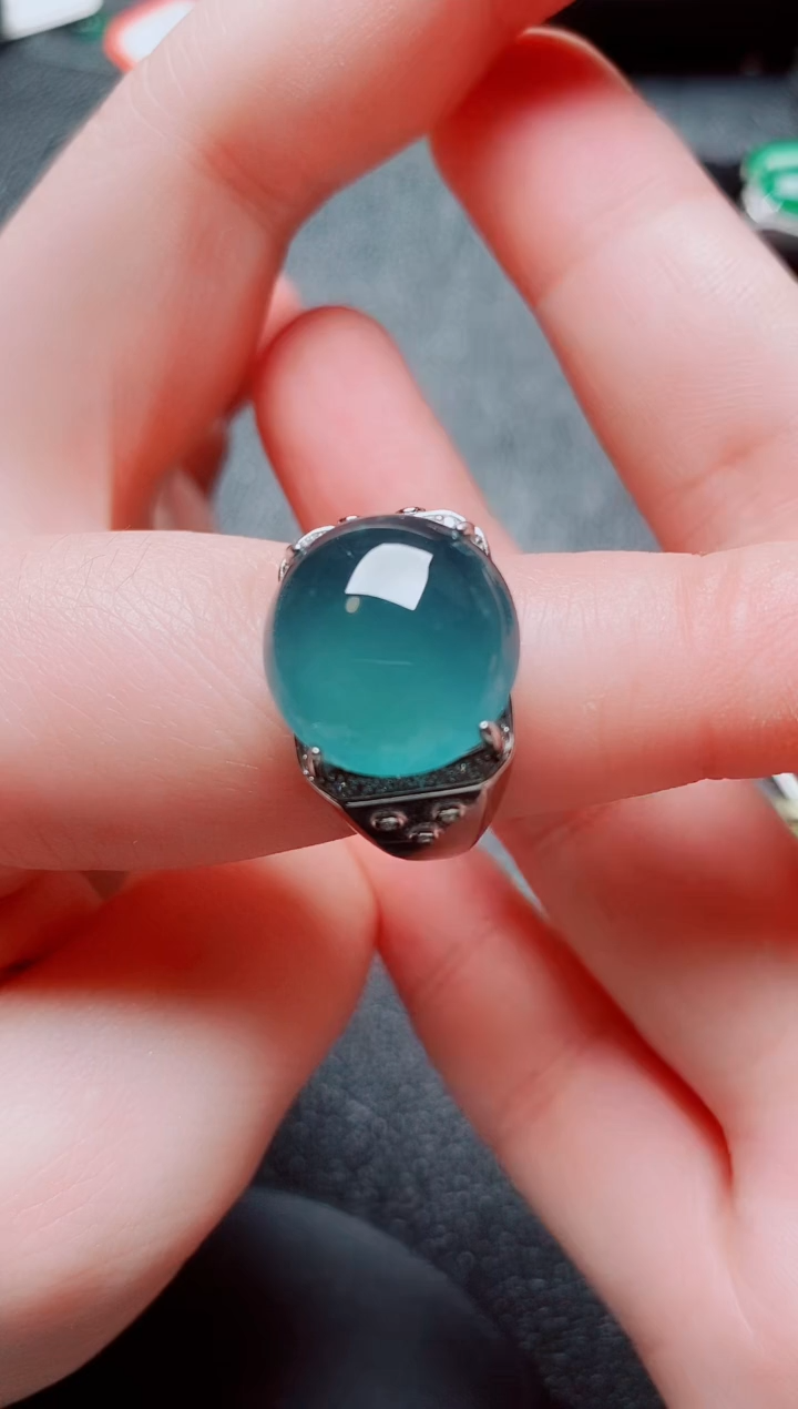 银S925镶嵌戒指翡翠1