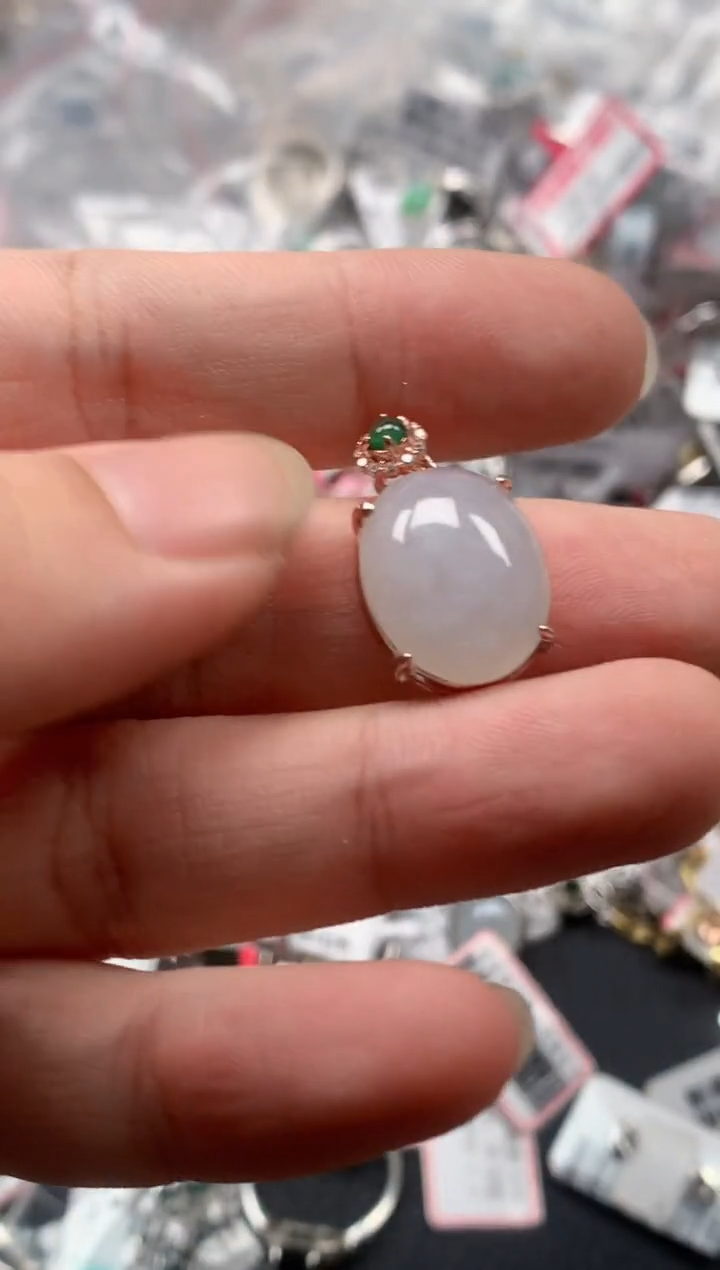 银S925镶嵌戒指翡翠天然A货缅甸翡翠