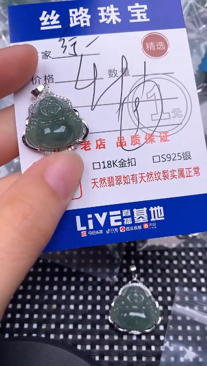 颈饰银S925镶嵌翡翠༺****༻挂件