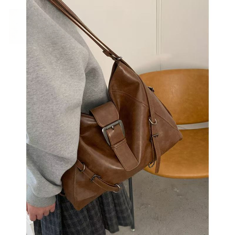 美拉德复古双肩包包女新款时尚托特包学院风大容量包包