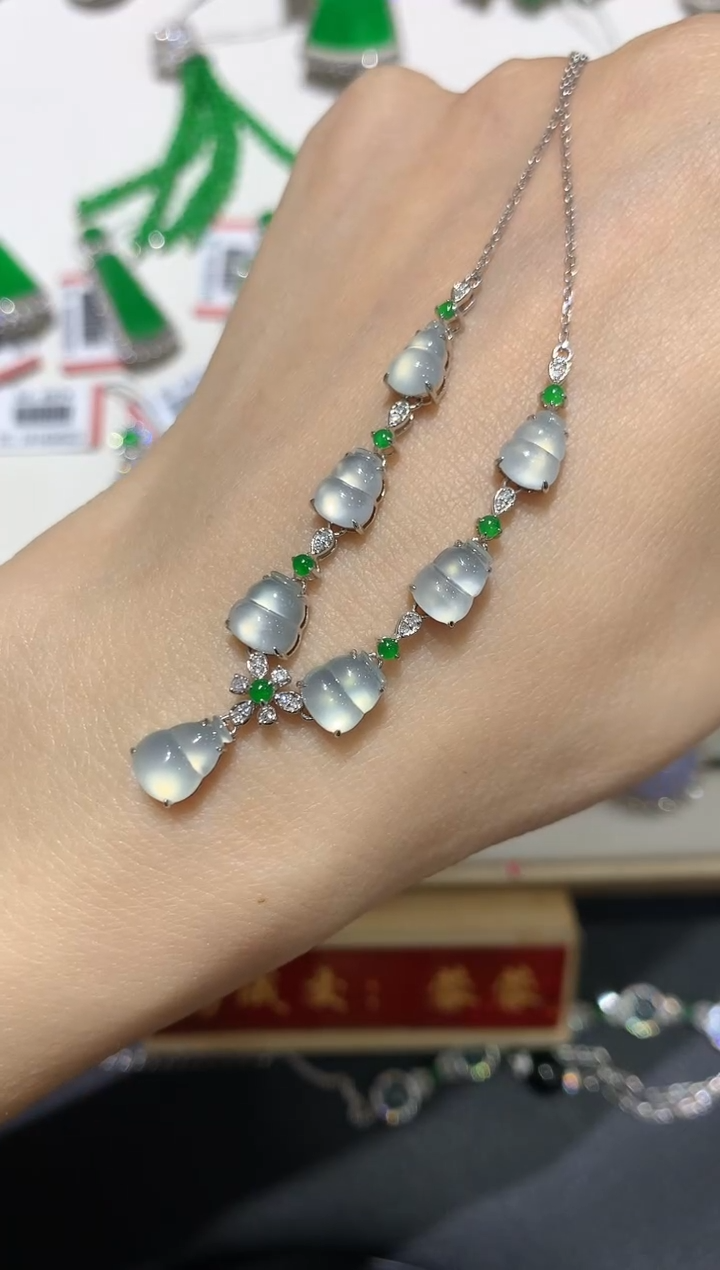 【闪购商品】翡翠套链18K金镶嵌团购3