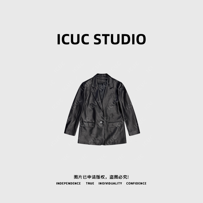  ICUC STUDIO-“卡门皮衣”100%羊皮高级感西装皮衣7538