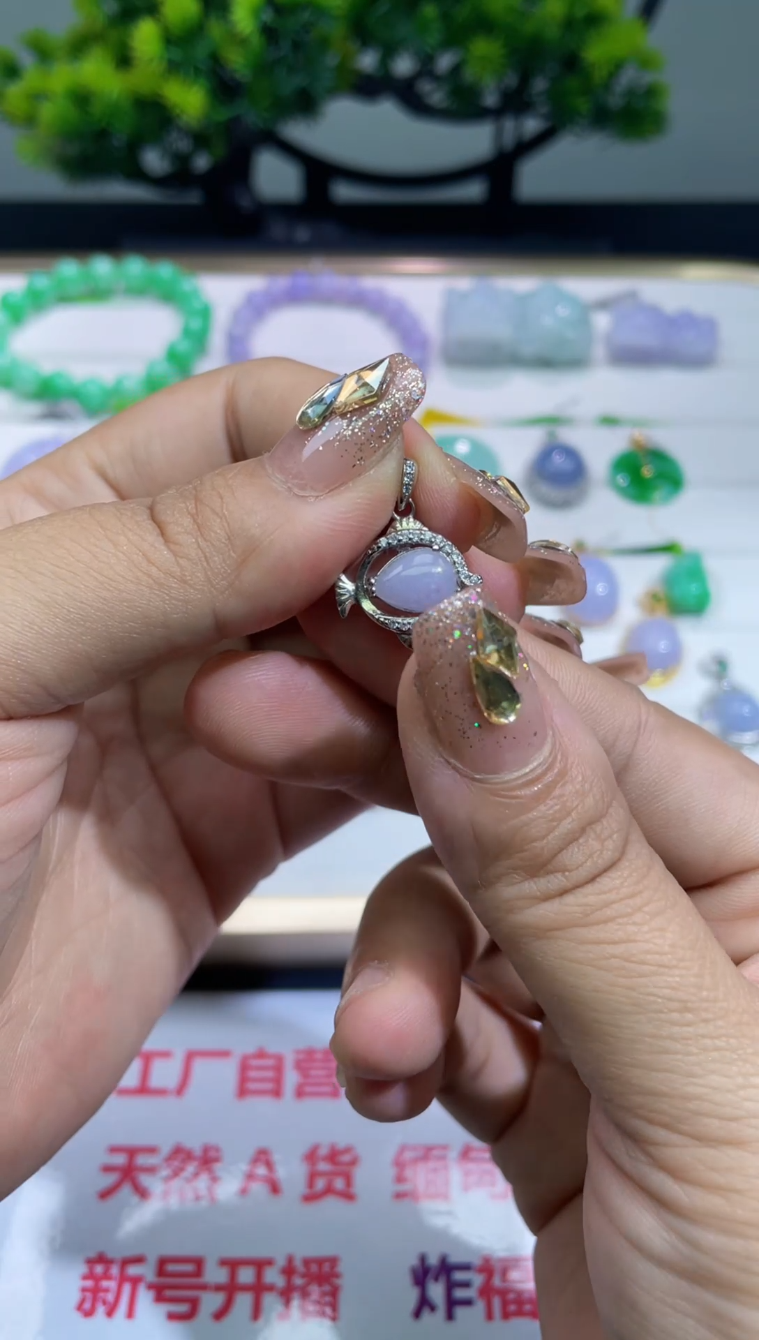 翡翠银S925镶嵌颈饰天然A货缅甸翡翠