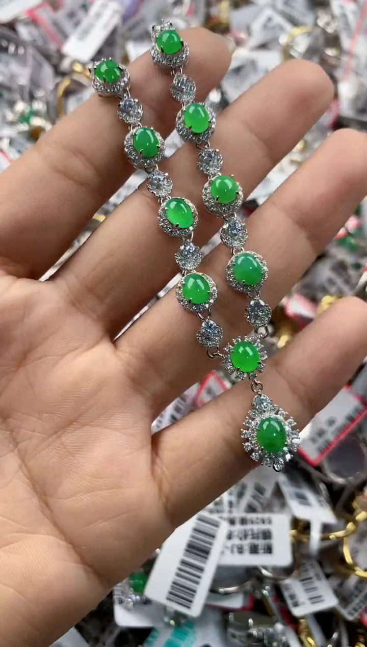 银S925镶嵌戒指翡翠555---7