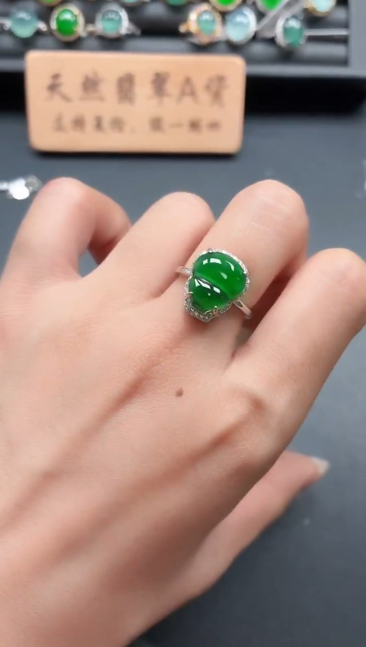 银S925镶嵌戒指翡翠11