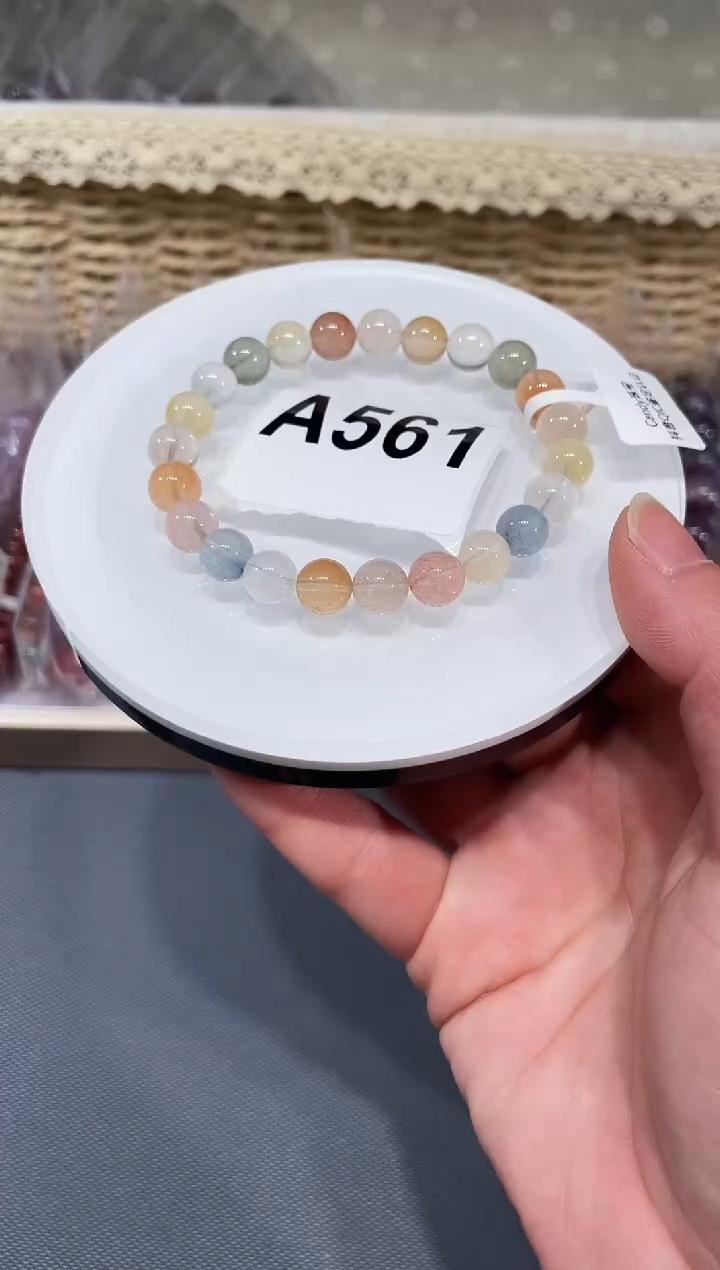 未镶嵌手链水晶A561 彩兔毛 8+