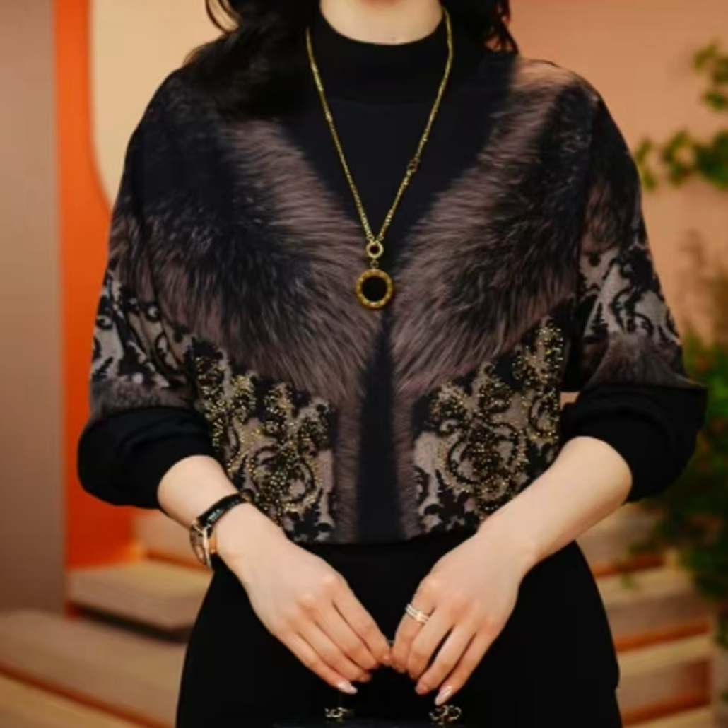 手工布料阳离子定位花  黑金流羽  自发热做打底衫连衣裙面料