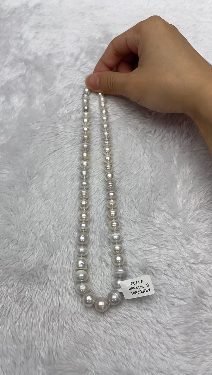 海水珍珠银S925镶嵌项链澳白7-11mm（多样性发一）