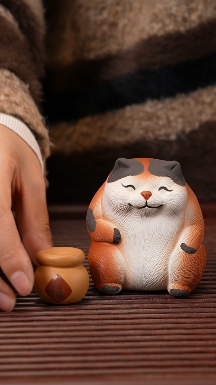 【闪购商品】紫砂茶宠小猫香叉