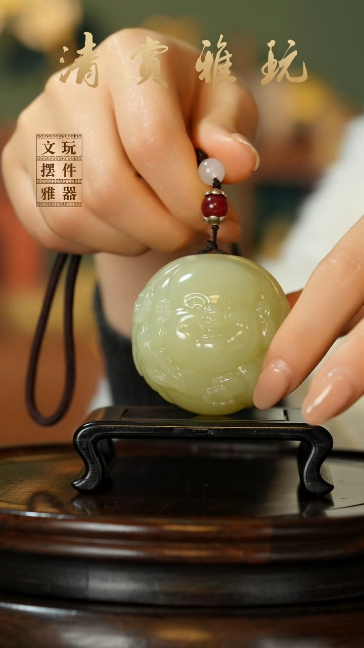 玉《笑脸弥勒》手把件摆件