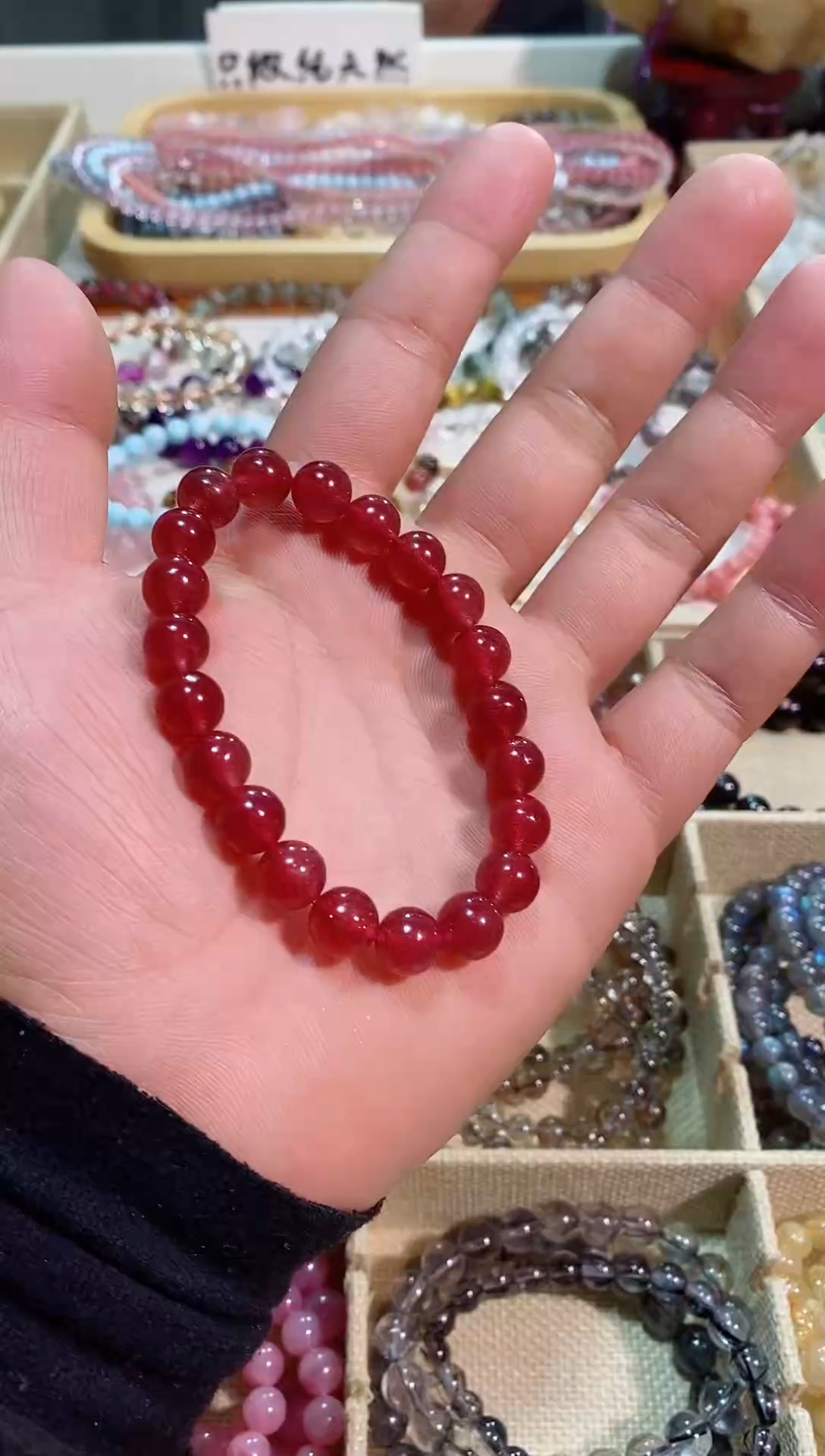 【闪购商品】水晶手链未镶嵌鸽血红草莓晶8m+  (多样性发其一）