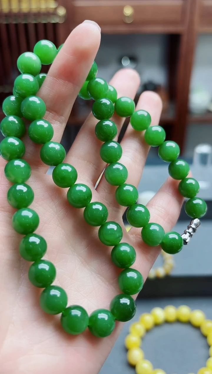 和田玉未镶嵌颈饰碧玉项链XE送礼盒