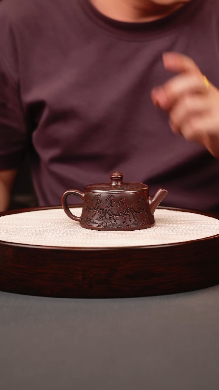 茶壶紫砂古红泥八骏柱础