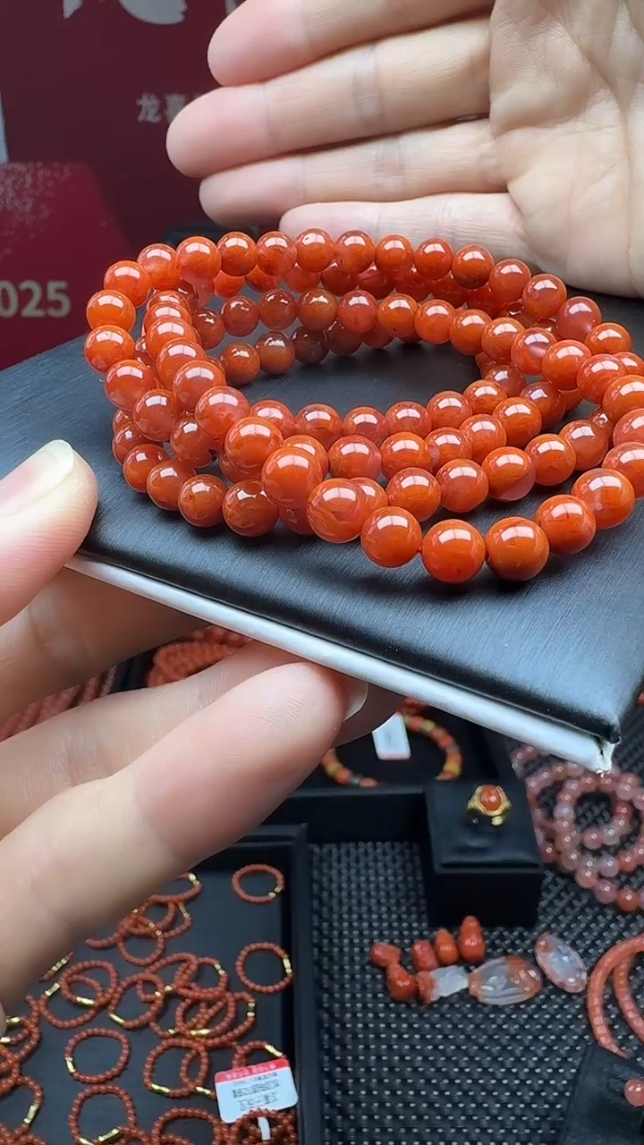【闪购商品】南红玛瑙手串未镶嵌南红火焰纹多圈手串