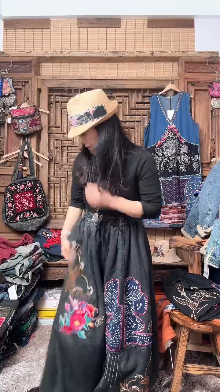 花**️老绣手工牛仔裤