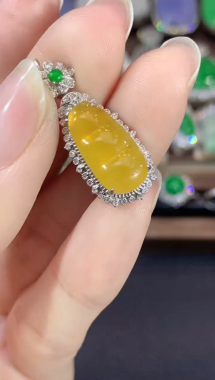 吊坠(不含链)18K金镶嵌翡翠C8