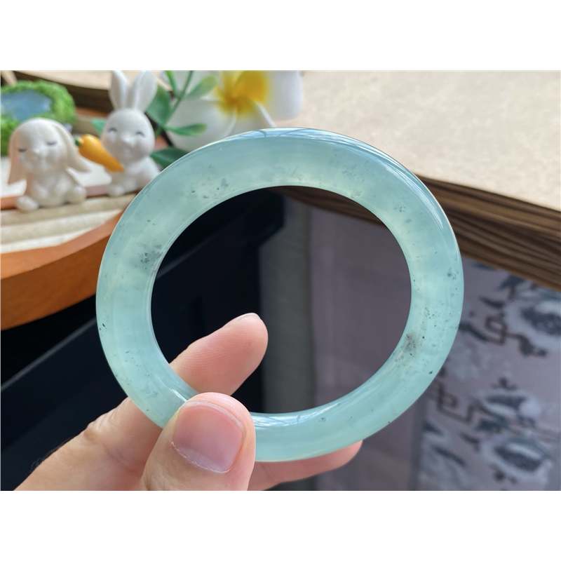 03.29批冰湖水绿圆条2459号52.6-9.9-10清新漂亮！天然翡翠手镯