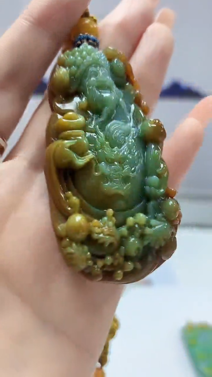 【闪购商品】定制翡翠未镶嵌4812DD-毛货挂件财神72