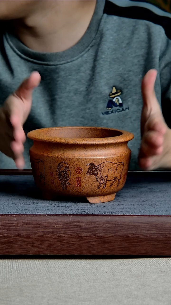 紫砂花盆12*8.5内径紫砂花盆