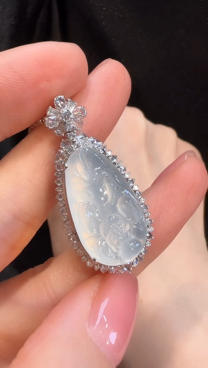 吊坠(不含链)18K金镶嵌翡翠L6吊坠