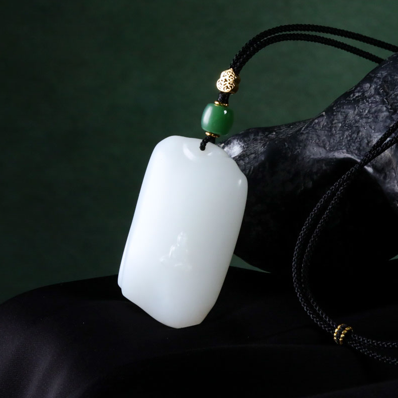 【意婵】《悟境》(53mm+)顶俄高白高脂粉度羊脂白玉无相佛18K金912858