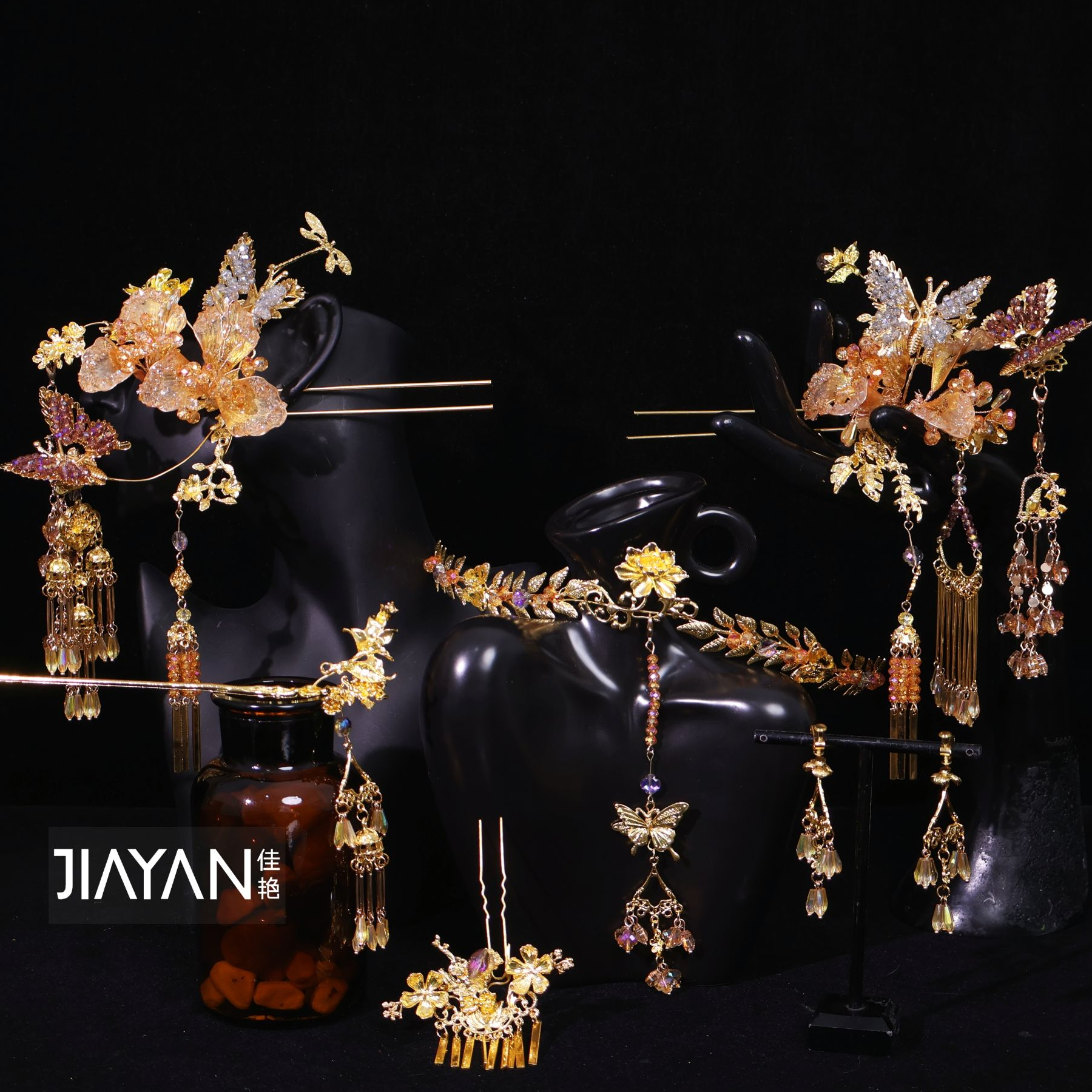 9121新款金色小鱼海棠网红同款秀禾高级设计师款新娘头饰