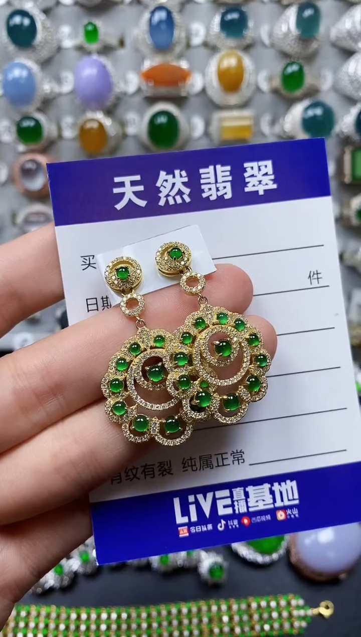 【闪购商品】翡翠耳饰银S925镶嵌0448