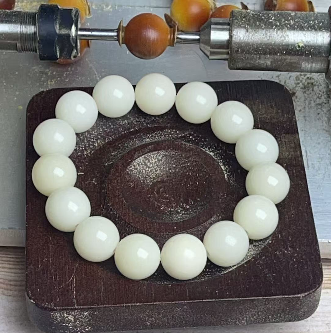 白玉菩提根纯天然干车干磨原白菩提手串圆珠桶珠