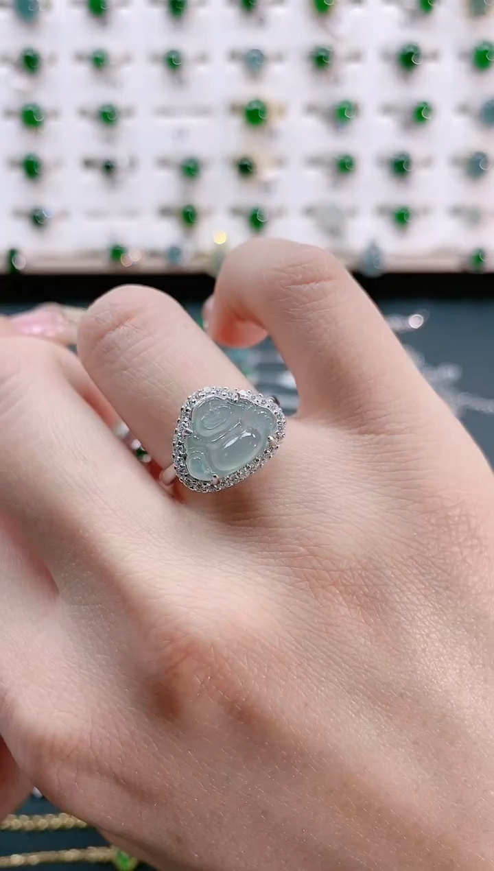 【闪购商品】翡翠戒指银S925镶嵌天然翡翠