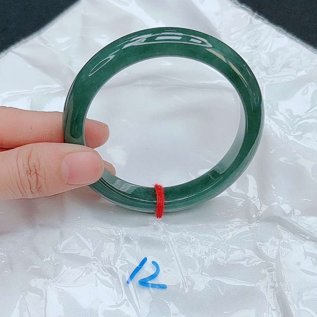 【圈口57~59】缅甸A货翡翠手镯天然玉镯女款宝石绿手镯2980-12