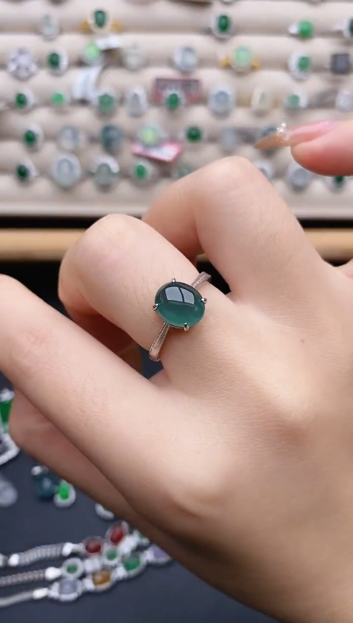 银S925镶嵌戒指翡翠0