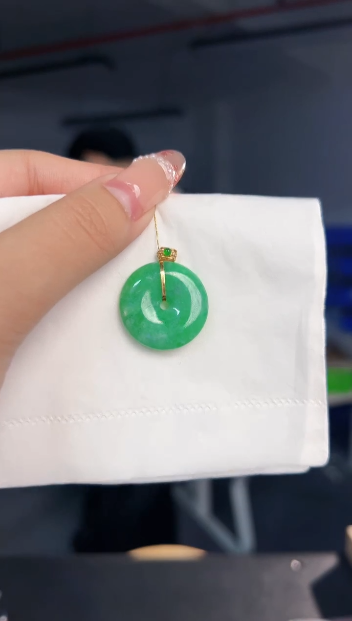 【闪购商品】翡翠颈饰18K金镶嵌缅料A货翡翠/支持复检/一件