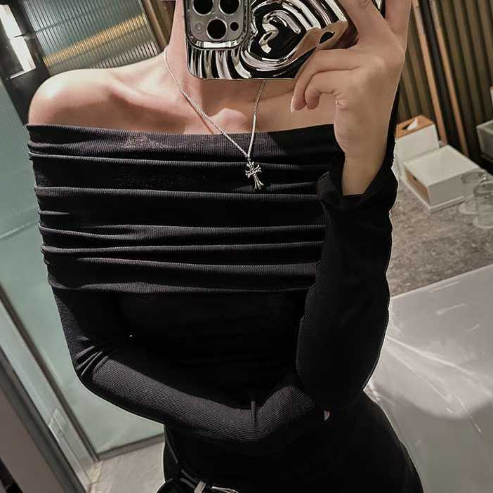 性感T恤 O-4G11 NO退换 接受再拍  纯欲风露肩辣妹风