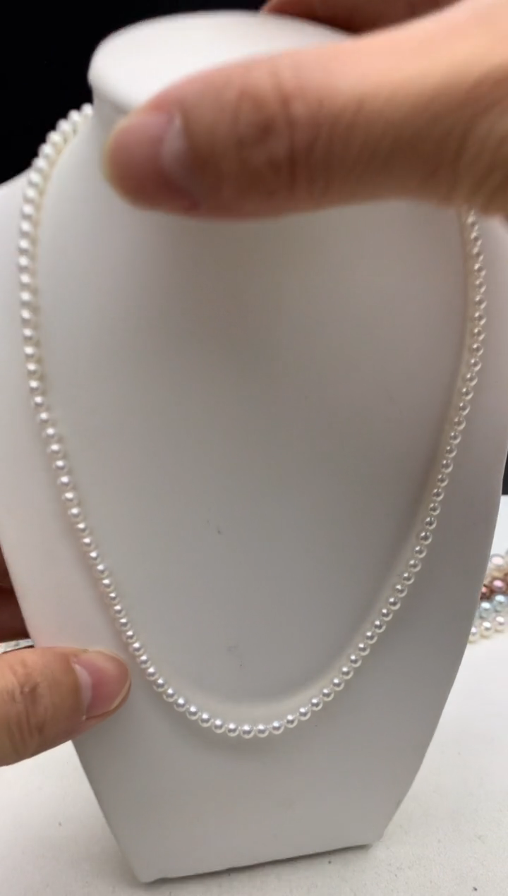 18K金镶嵌ff淡水珍珠白珠串链