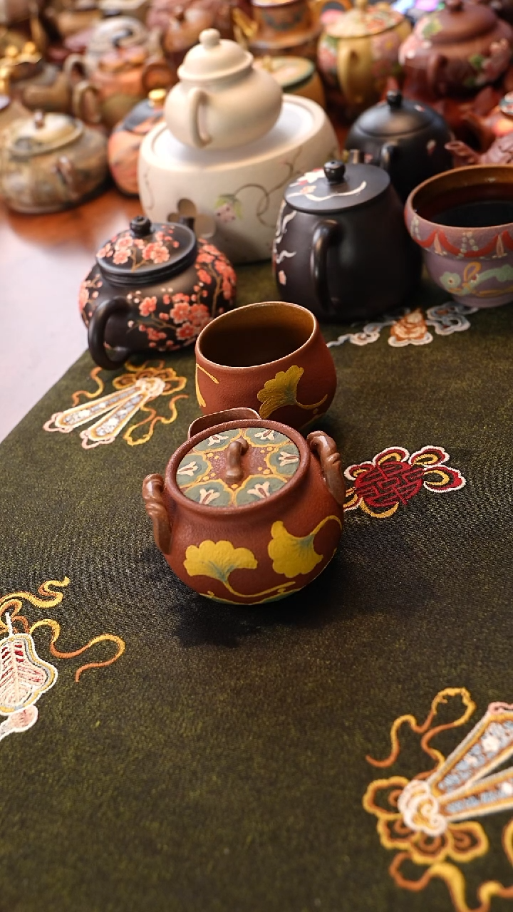 茶壶紫砂银杏手抓