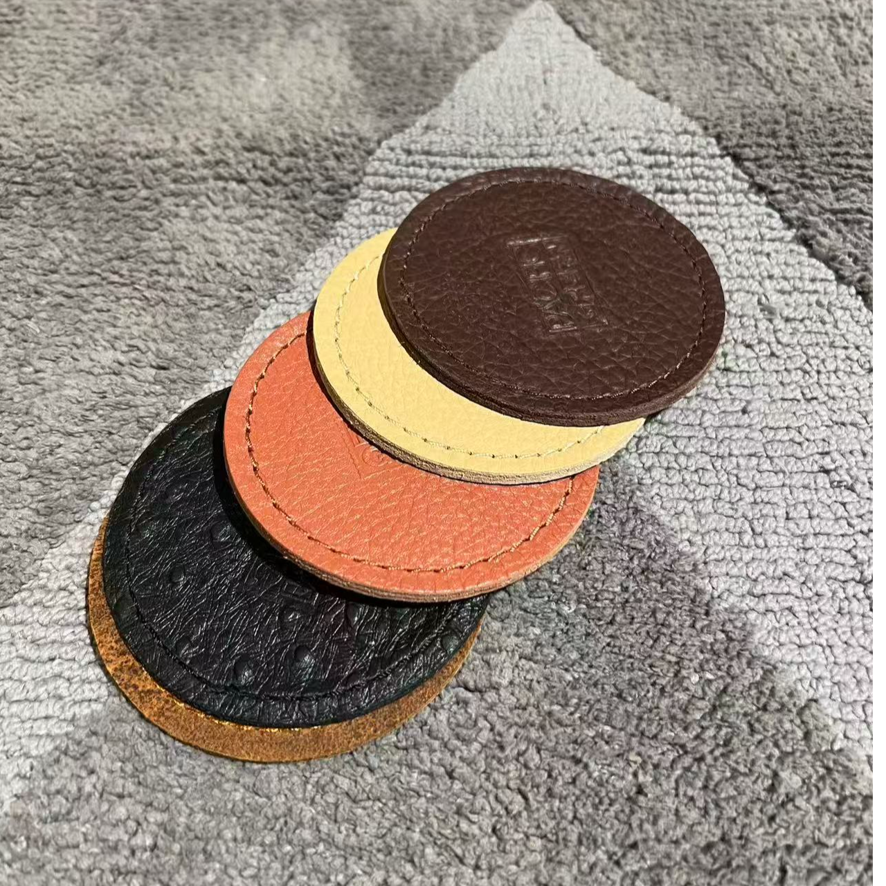 头层牛皮3个杯垫防热垫