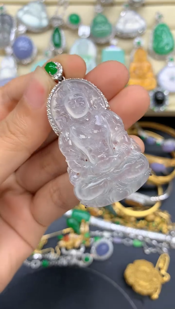 翡翠18K金镶嵌颈饰508-中国好珍宝