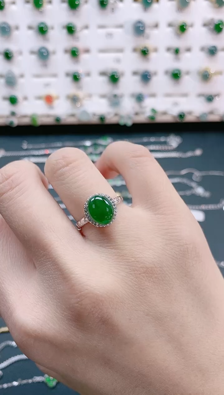 【闪购商品】翡翠戒指银S925镶嵌天然翡翠