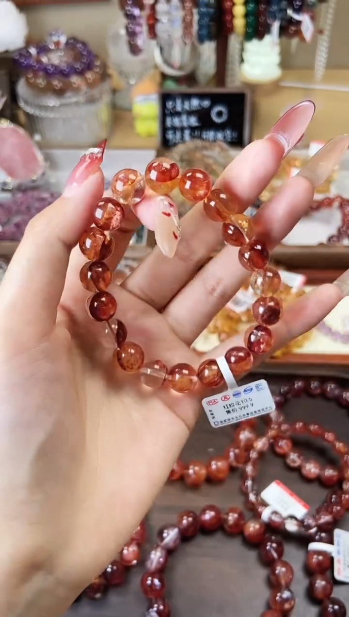 【闪购商品】水晶手串未镶嵌红胶花10.5mm