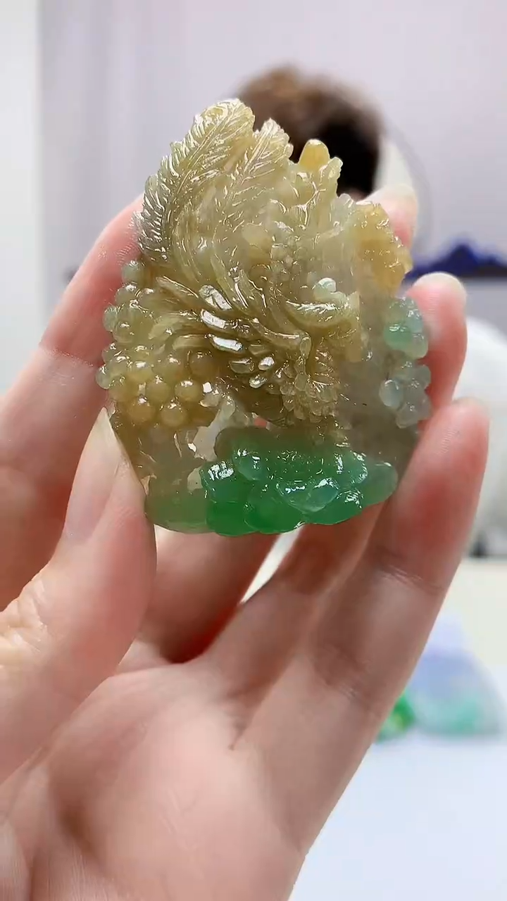 定制翡翠未镶嵌4868zm-毛货挂件178凤凰