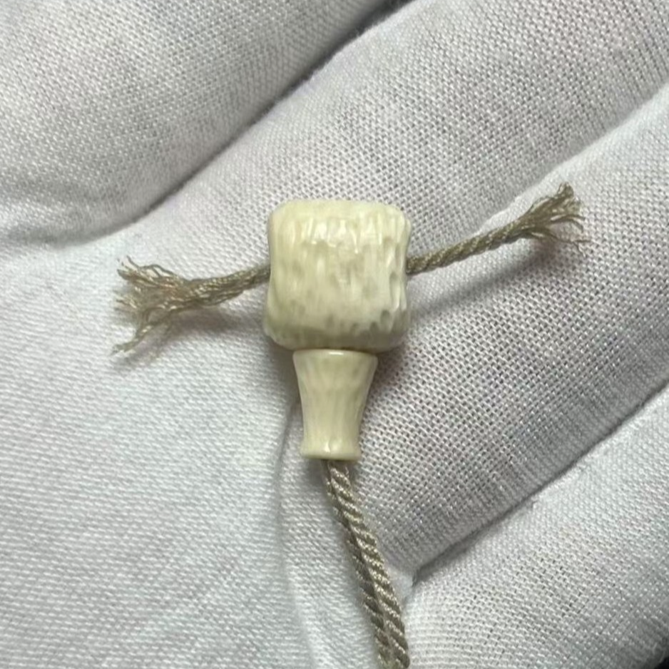 对孔12mm左右天然猛犸牙手工雕刻方糖文玩猛犸三通文玩手串配饰