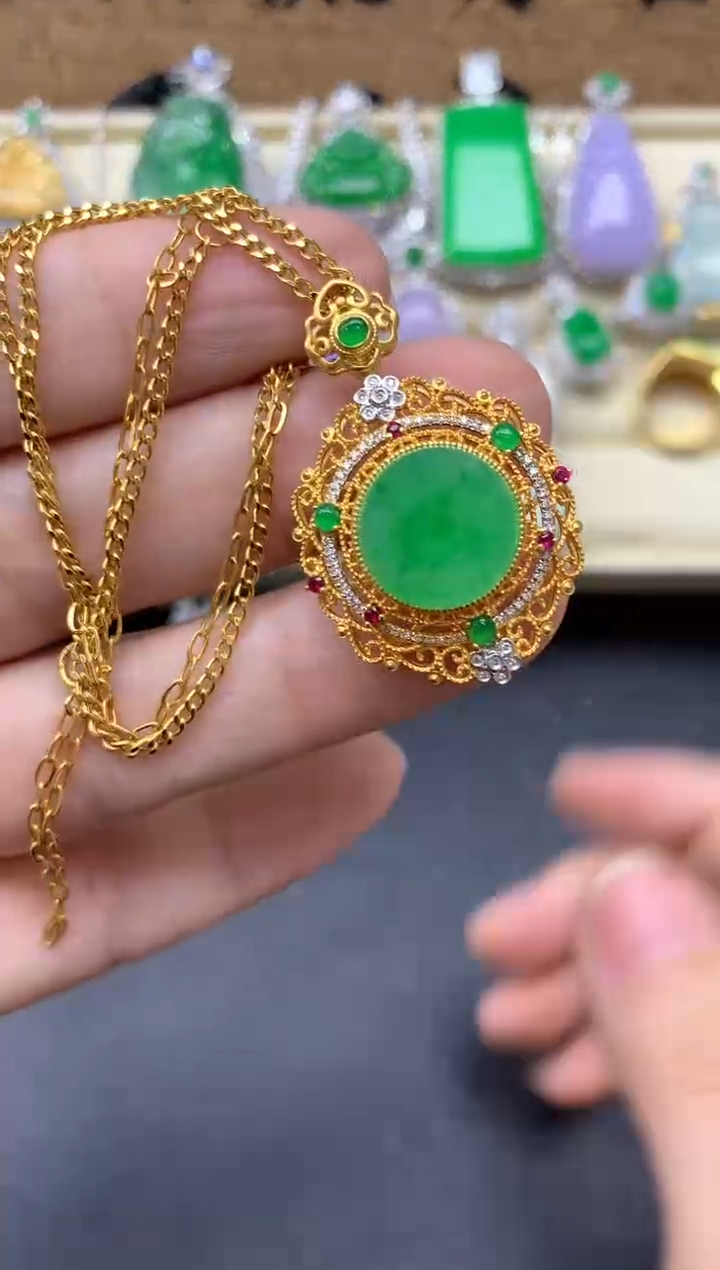 【闪购商品】翡翠颈饰18K金镶嵌453-中国好珍宝