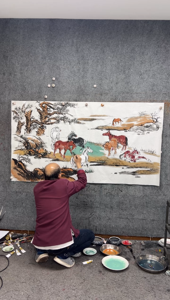【闪购商品】国画山水八骏 带收藏证书
