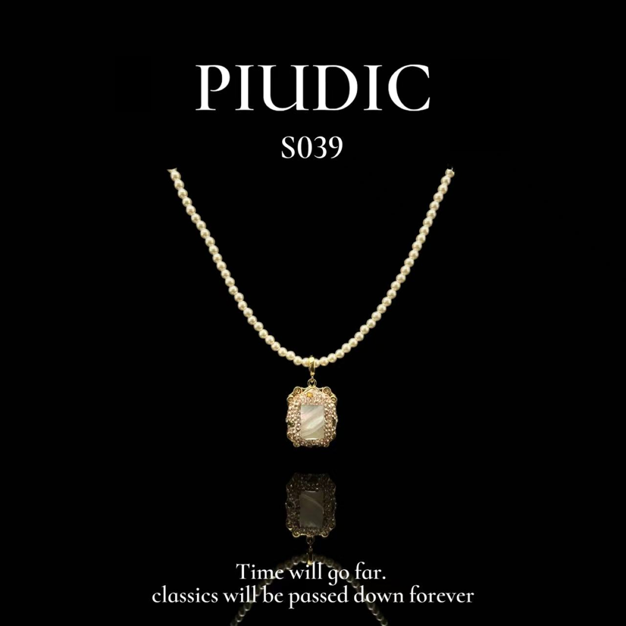 莫奈花园精致链子百搭轻奢巴洛克白色吊坠项链/S039