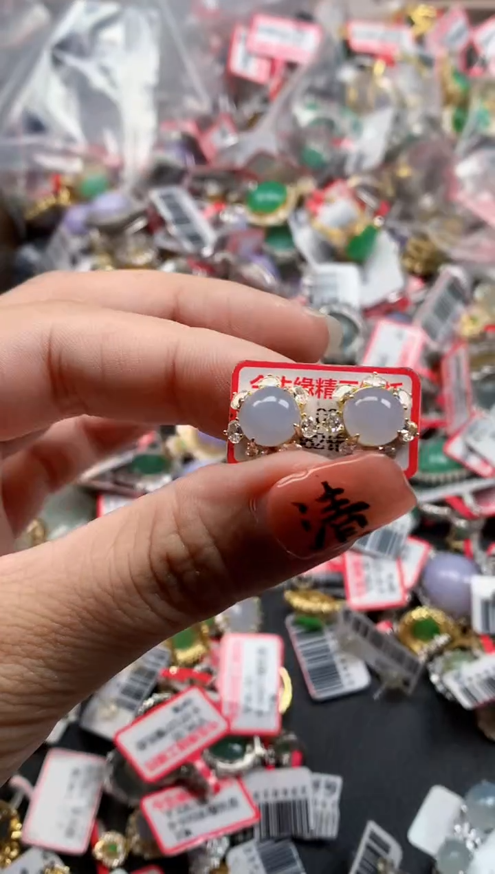 银S925镶嵌戒指翡翠天然A货缅甸翡翠